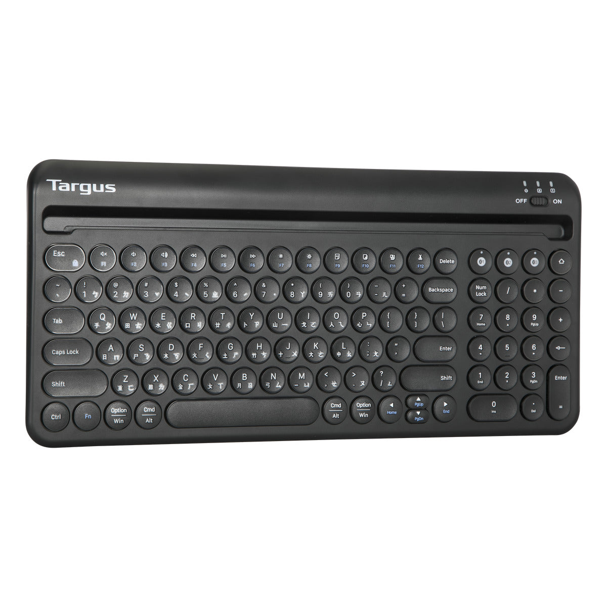 Targus AKB867 Multi-Device Bluetooth Antimicrobial Keyboard with Tablet/Phone Cradle