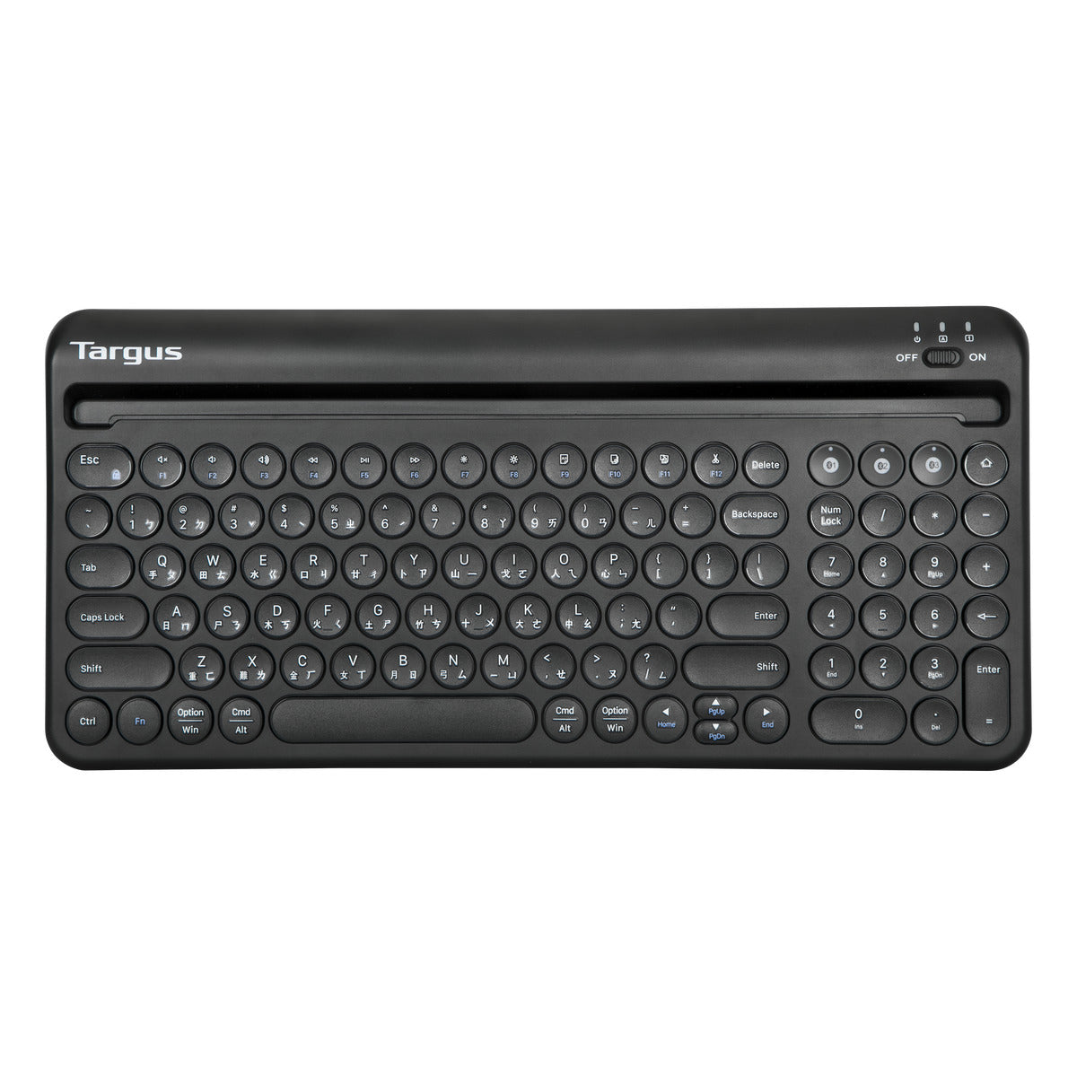 Targus AKB867 Multi-Device Bluetooth Antimicrobial Keyboard with Tablet/Phone Cradle