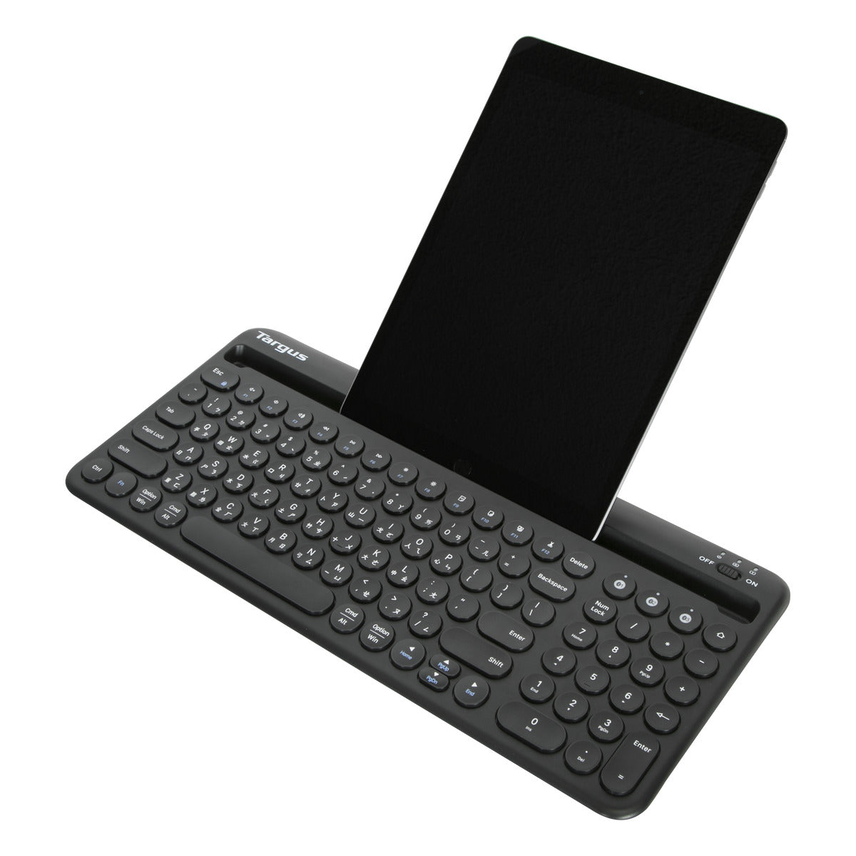 Targus AKB867 Multi-Device Bluetooth Antimicrobial Keyboard with Tablet/Phone Cradle