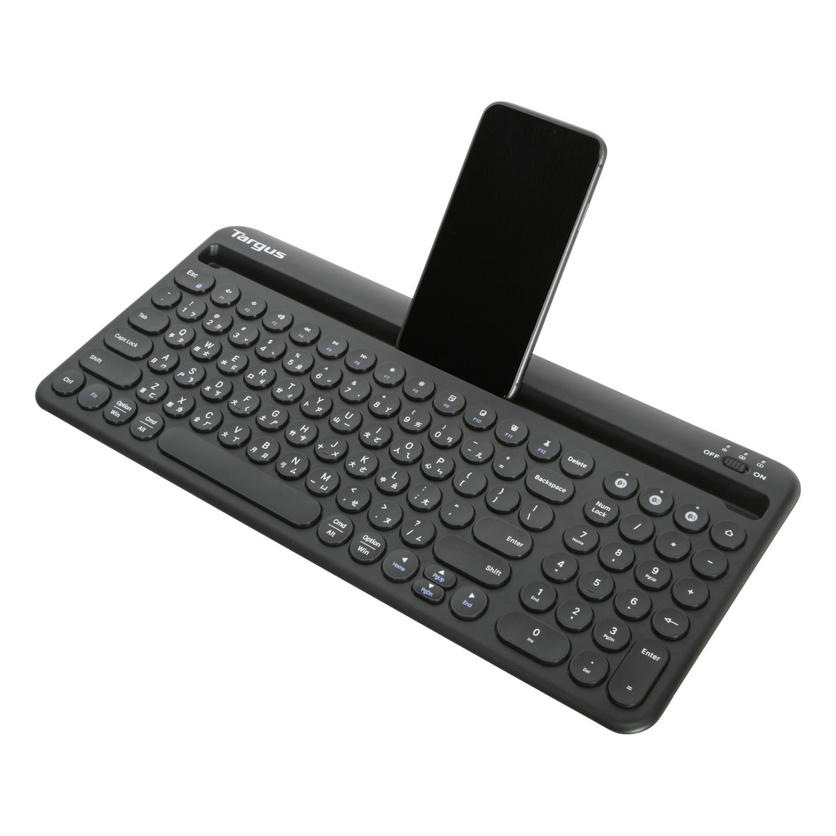 Targus AKB867 Multi-Device Bluetooth Antimicrobial Keyboard with Tablet/Phone Cradle