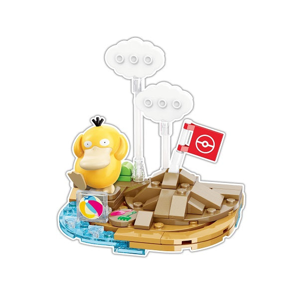 Qman Keeppley 寶可夢小場景積木 可達鴨堆沙堡