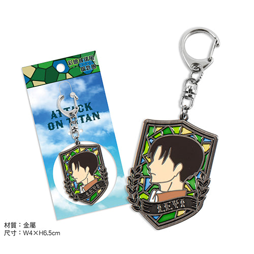 進擊的巨人 彩繪玻璃風鎖匙扣 B款 里維
