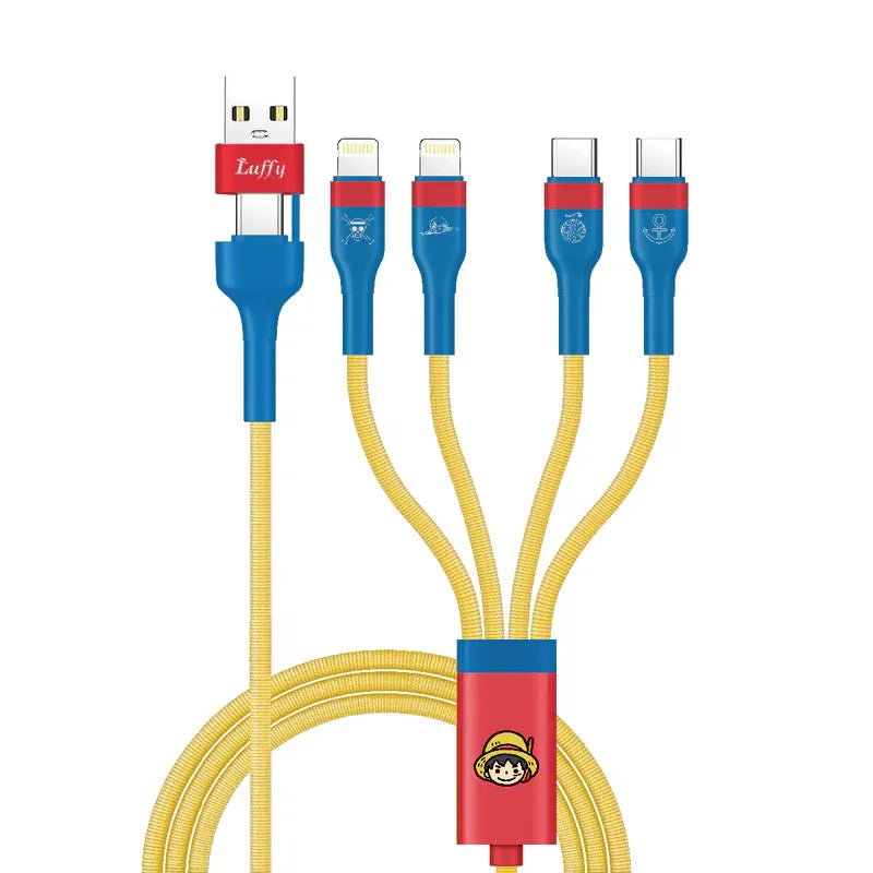 XPower《海賊王》BC24 8合1 2出4 100W PD3.0鋁合金傳輸高速充電線