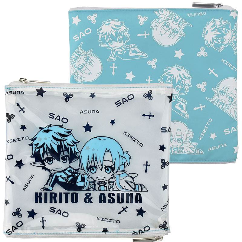 刀劍神域Ⅱ 雙拉鍊收納袋 A款 桐人+亞絲娜 生活家品 Microworks Online Store