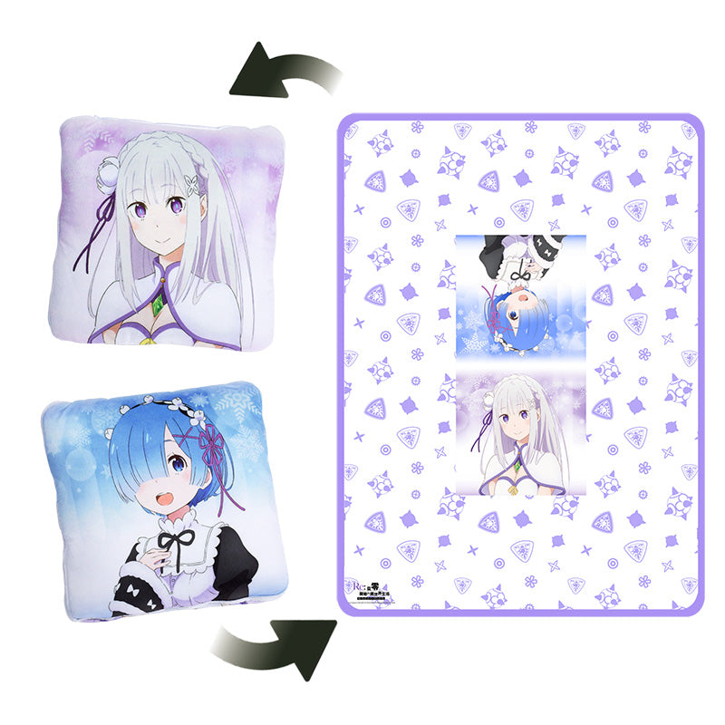 從零開始 抱枕毛毯 A款 愛密莉雅+雷姆 生活家品 Microworks Online Store