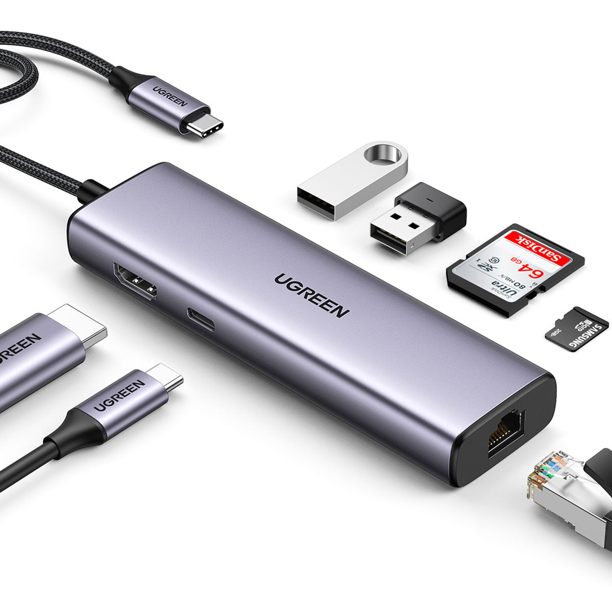 UGREEN 7 in 1 USB-C Multi-function Adapter 擴展基座 擴展基座及集線器 Microworks Online Store