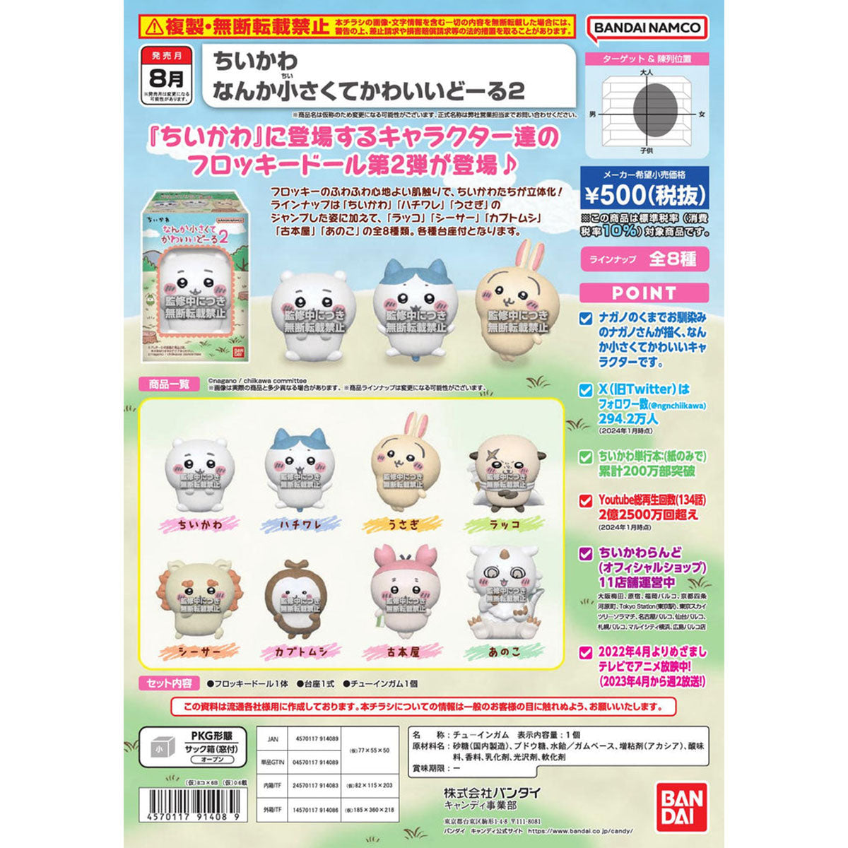 《預訂》Bandai Candy Toy Chiikawa收藏系列2《2024年8月發售》