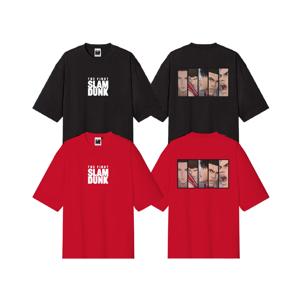 Slam Dunk 男兒當入樽 Oversized T-Shirt 5 characters 黑色