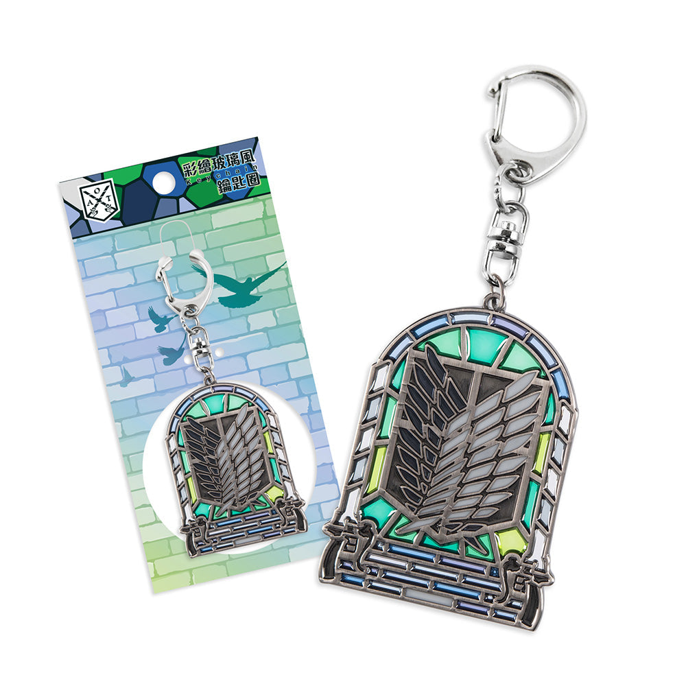 進擊的巨人 彩繪玻璃風鎖匙扣 A款 調查兵團