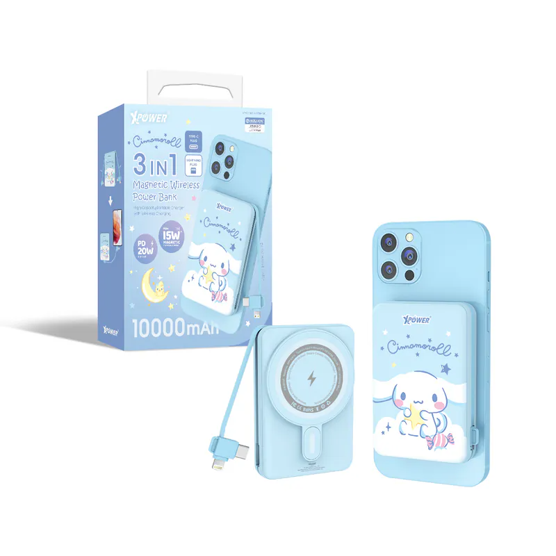 XPower x Sanrio Cinnamoroll M10C 3合1磁吸無線快充+PD 3.0外置充電器