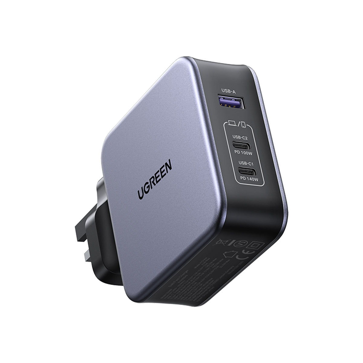 UGREEN GaN 140W USB Fast Wall Charger with Cable (3-Ports) 插牆式USB充電器 充電器 Microworks Online Store